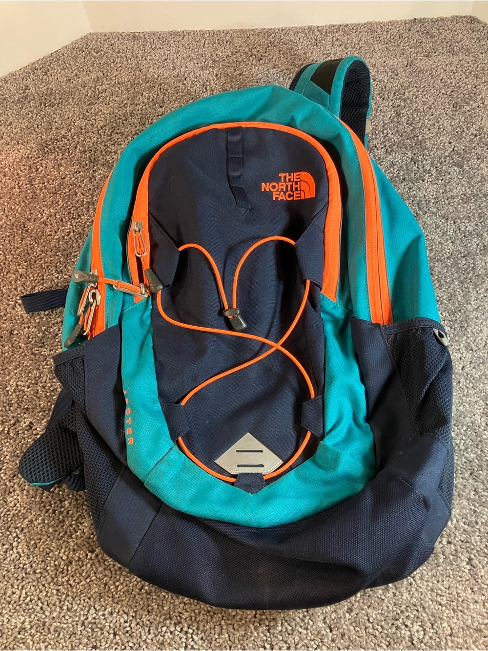 The North Face Jester Backpack Large Padded Hiking School Bag Blue Orange